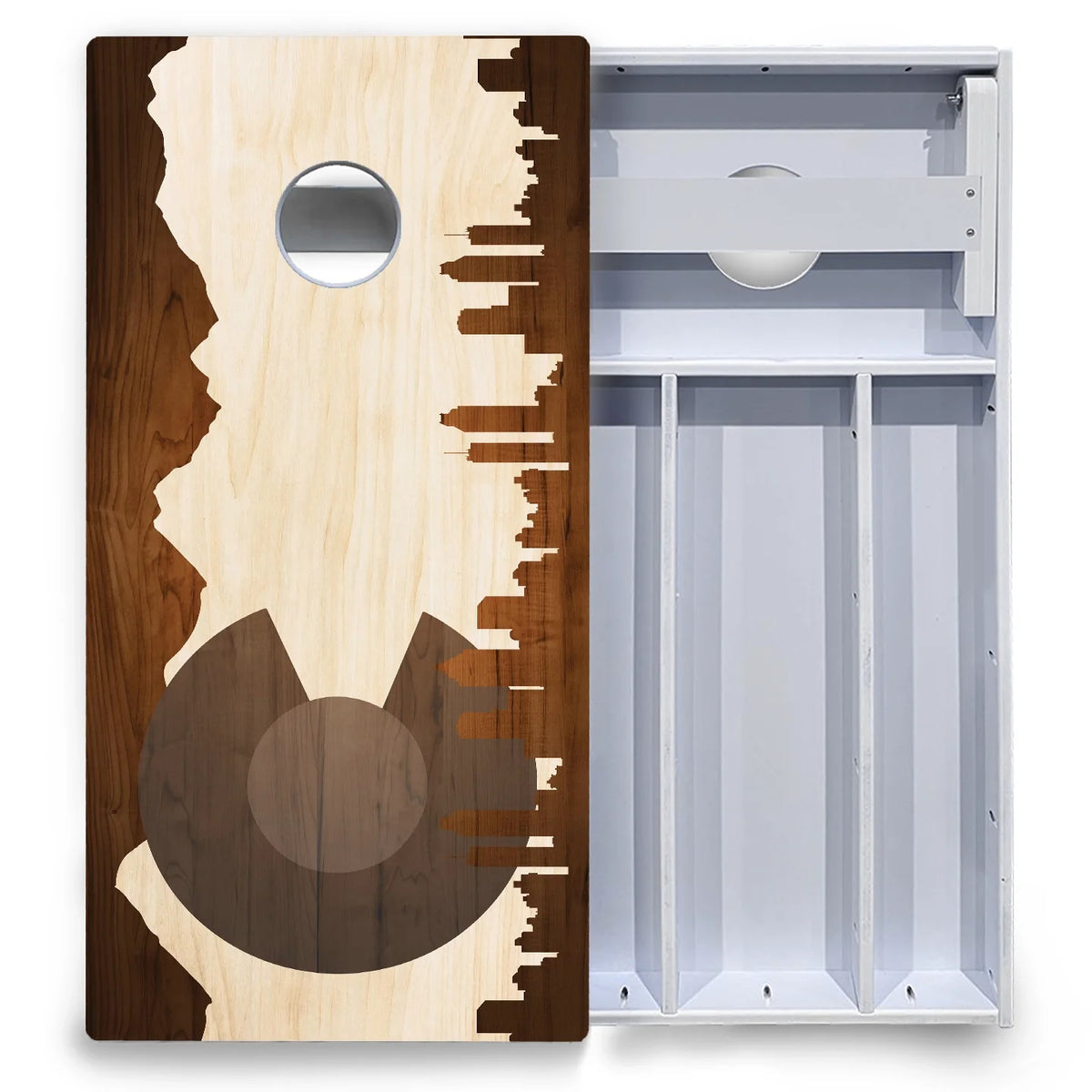 Colorado Natural Wood Skyline Cornhole Boards - All Weather Series