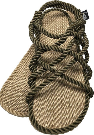 JC Olive & Camel Rope Sandals handmade rope sandals by Nomadic State of Mind