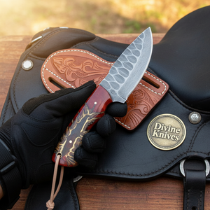 Brown Pinecone Damascus Skinner Knife With by Divine Knives