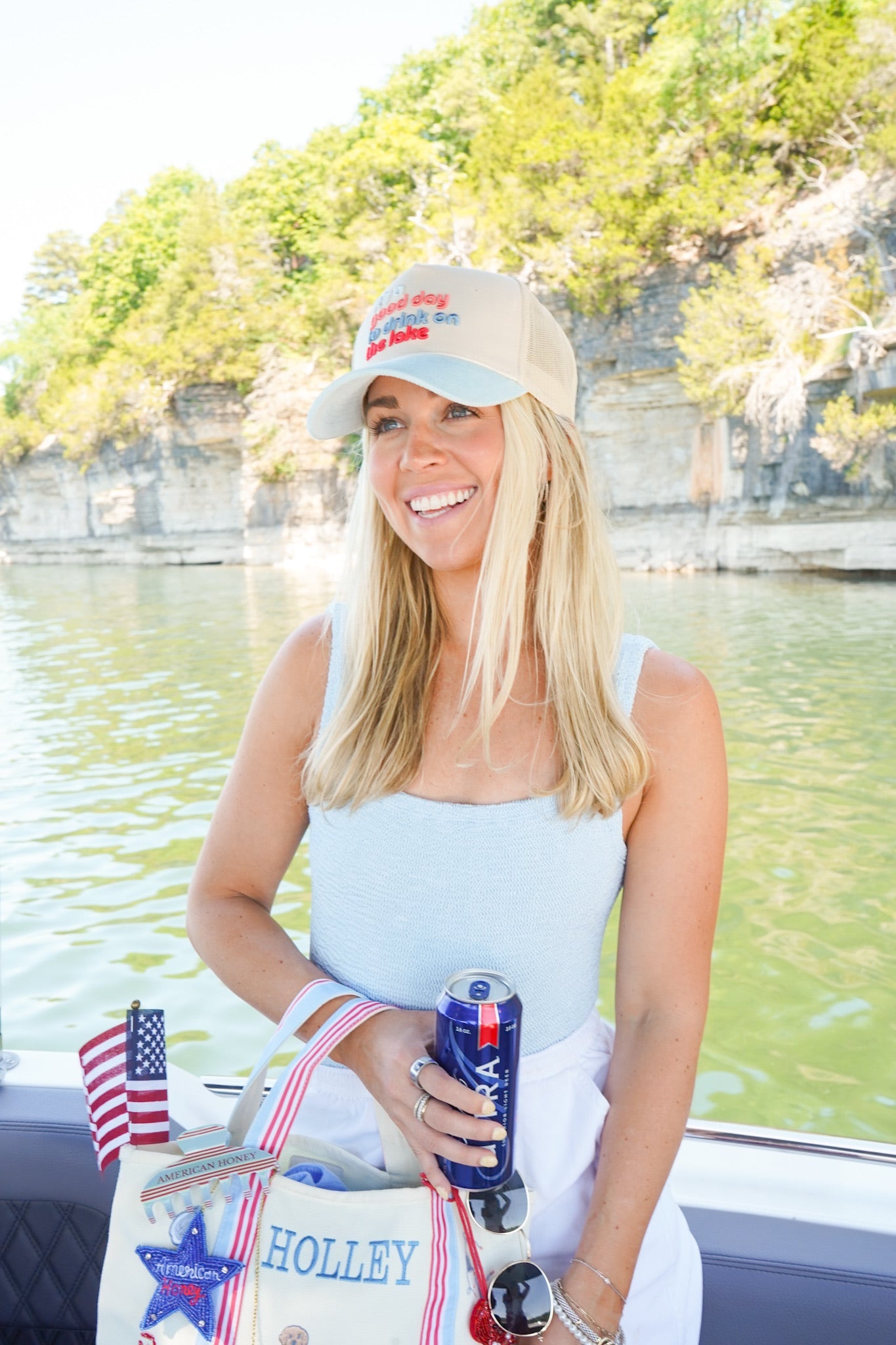Good Day to Drink on the Lake - Baby Blue Corduroy Hat