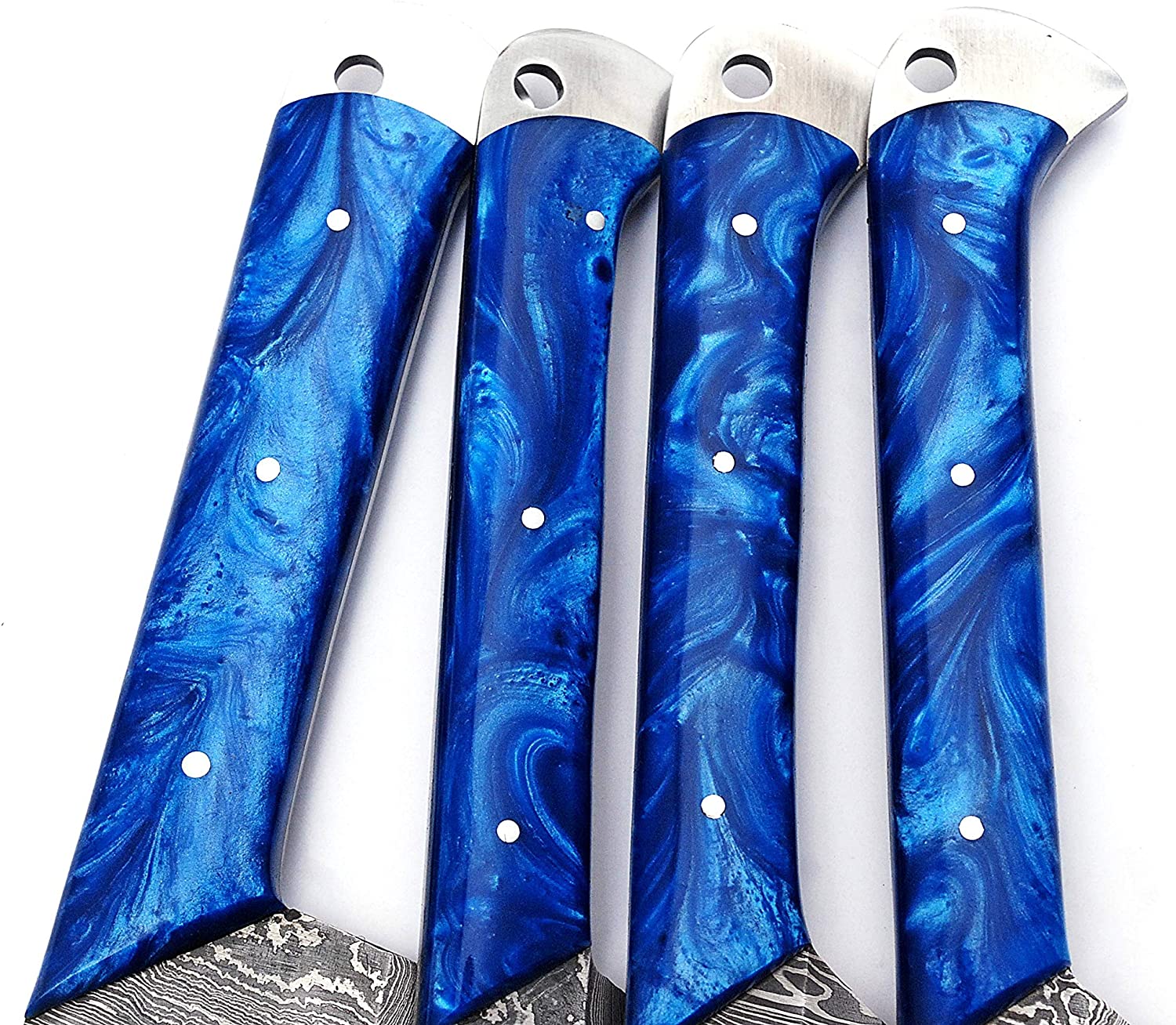 Damascus Chef Knife Set | 4-Piece | Twist Pattern | Resin Handle