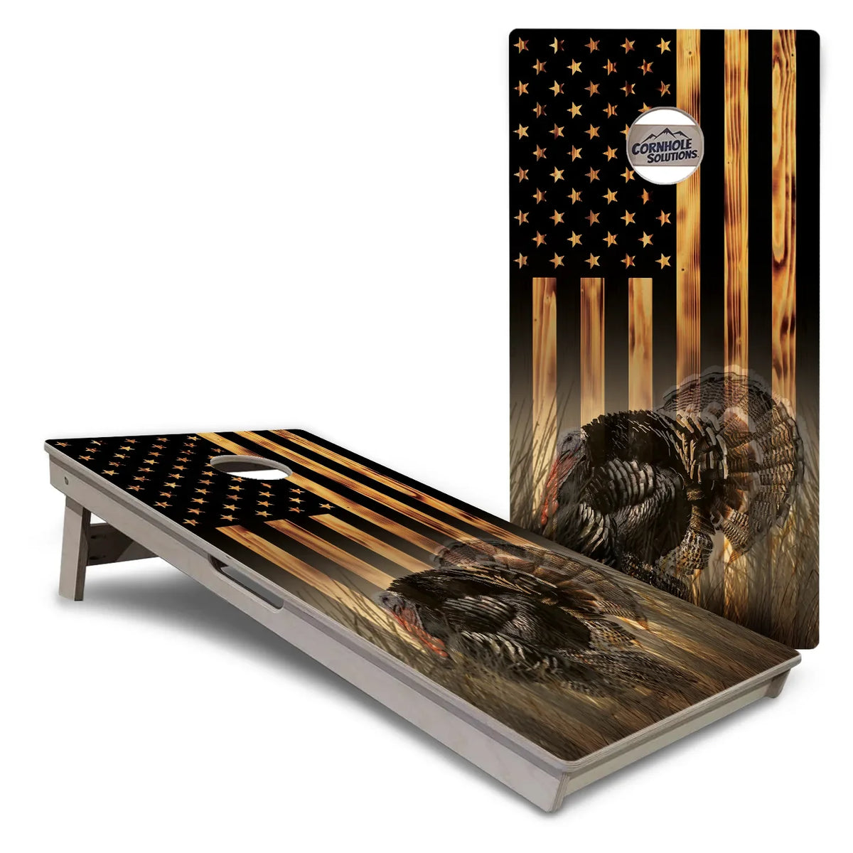 Hidden Turkey Flag Cornhole Boards – Tournament Series