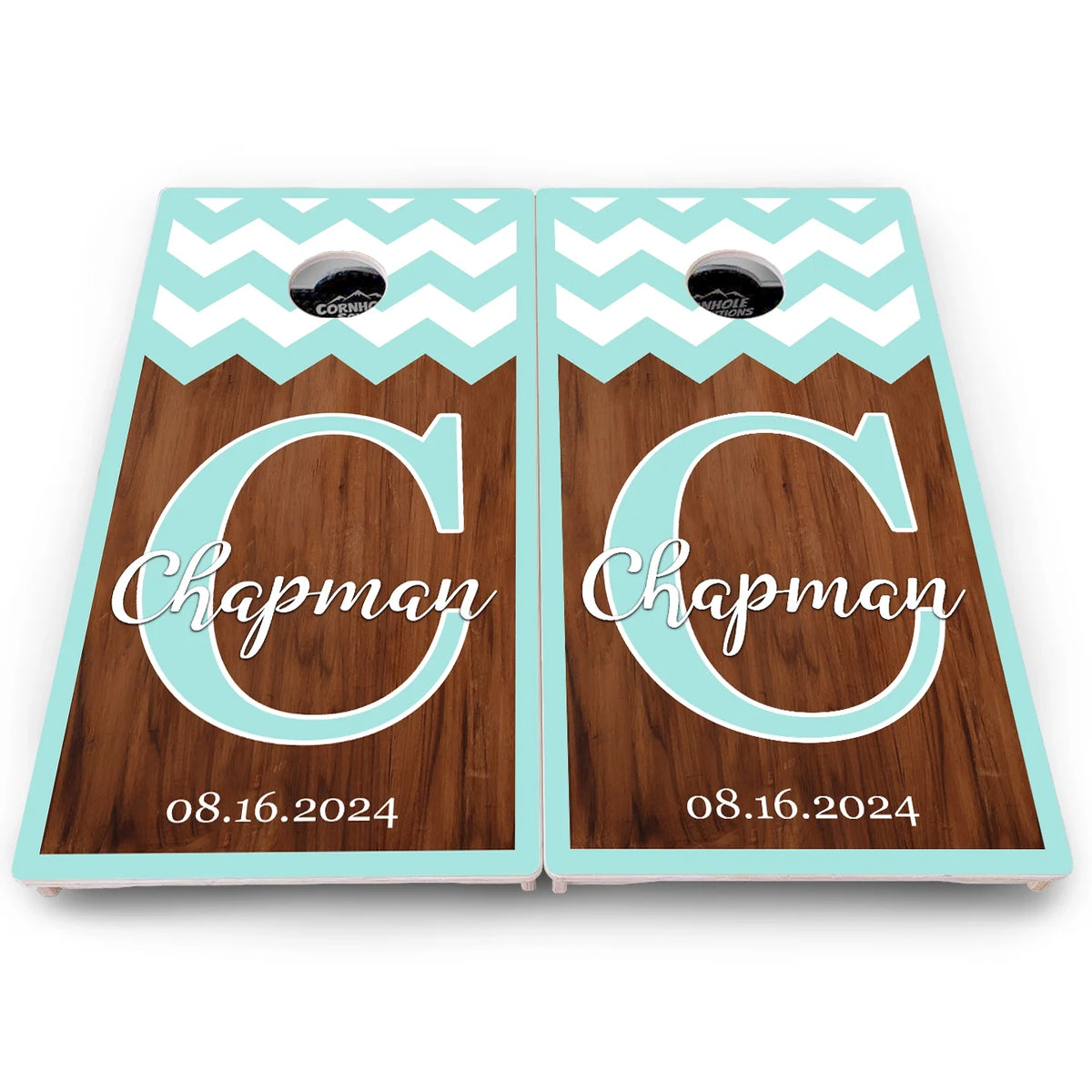 Mint Chevron Cornhole Boards – Pro Lite or Pro Elite