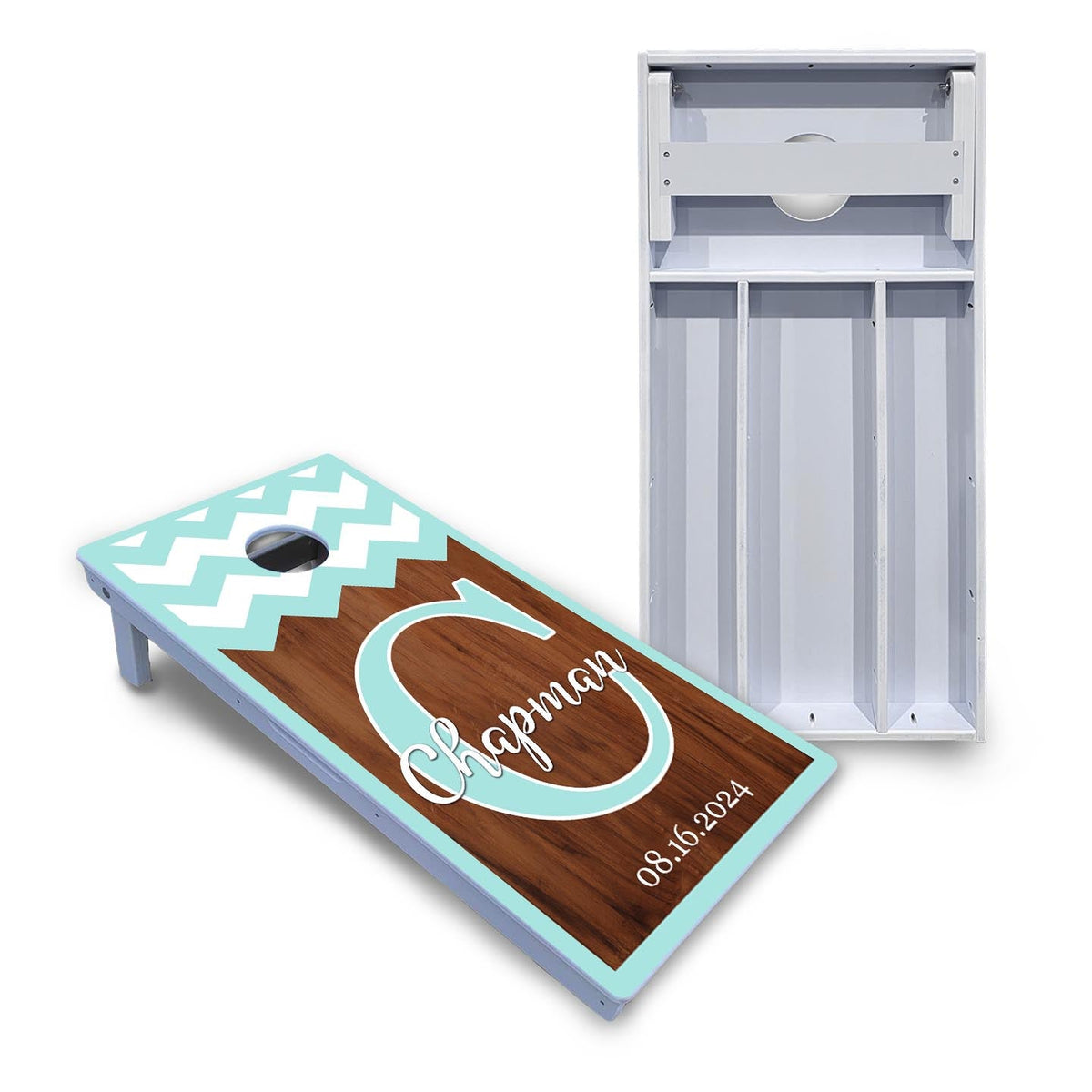 Mint Chevron Cornhole Boards - All Weather Series