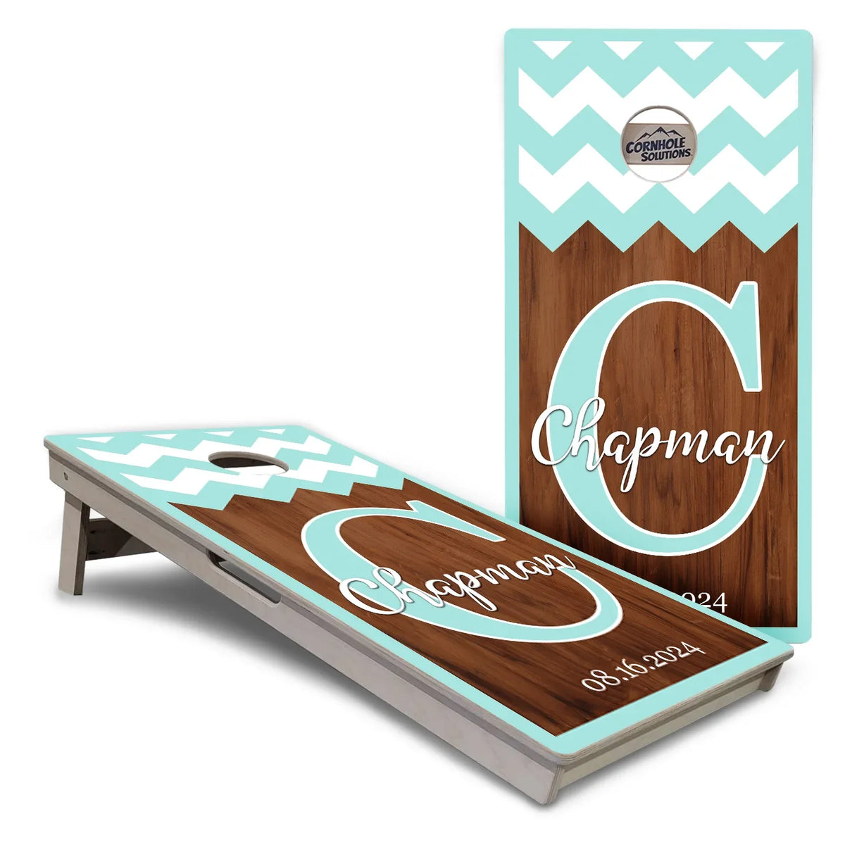 Mint Chevron Cornhole Boards – Tournament Series