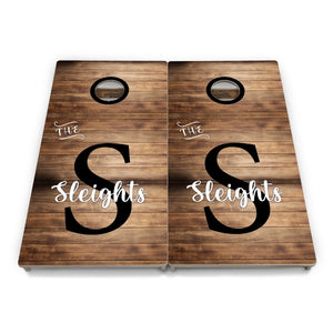 Rustic Wood Monogram Cornhole Boards – Tournament Series