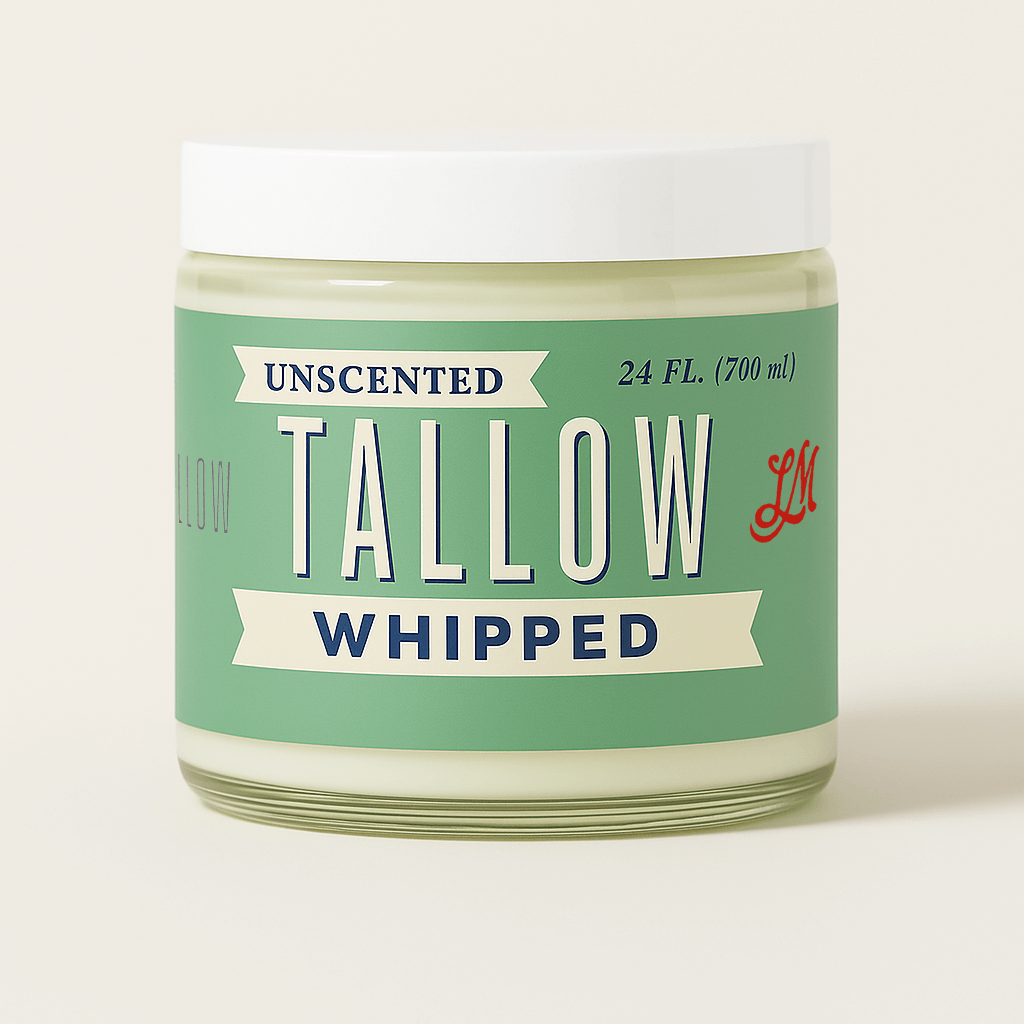 Unscented Tallow Skincare 9oz Trio - Whipped Moisturizer, Body Butter & Balm | Lady May Tallow by The Lady May, scented candle detail photo 6
