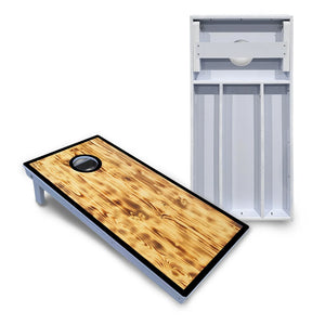 Burnt Wood Black Border Cornhole Boards - All Weather Series