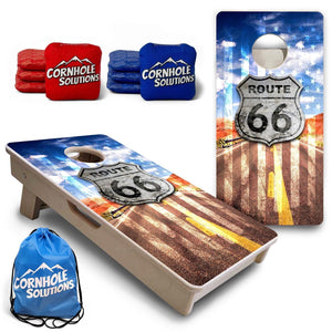 Route 66 - Mini or Vacation Size Cornhole Boards by Cornhole Solutions, custom cornhole board main product photo