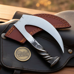 Hand-Forged Railroad Spike Ulu with Twisted Spike Handle