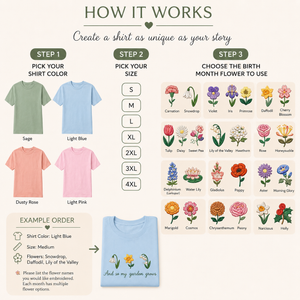 Custom Birth Month Flower Embroidered Shirt by Poor Hog Customs, Southern lifestyle apparel detail photo 4
