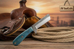 Tealstone Bull Cutter Knife Rasp Steel Teal Resin Handle by JW SteelCrafts — view 2 of 2