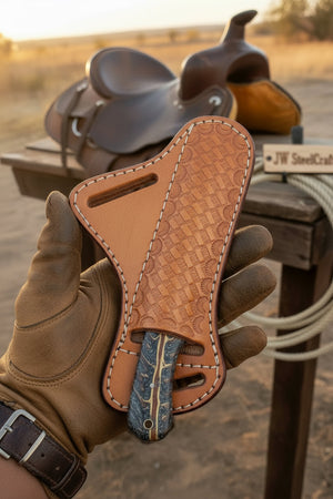 Blackstone Ranch Cleaver Knife Black Coated Carved Handle by JW SteelCrafts — view 2 of 3