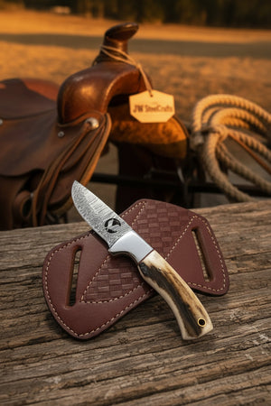 Frontier Stag Ranch Knife Damascus Stag Horn Handle by JW SteelCrafts — view 2 of 3