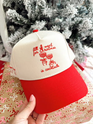 All I Want for Christmas is Cocktails - Red Vintage Trucker Hat by KenzKustomz, view 6