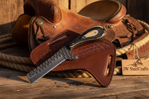 Ranchero Damascus Tanto Bull Cutter by JW SteelCrafts