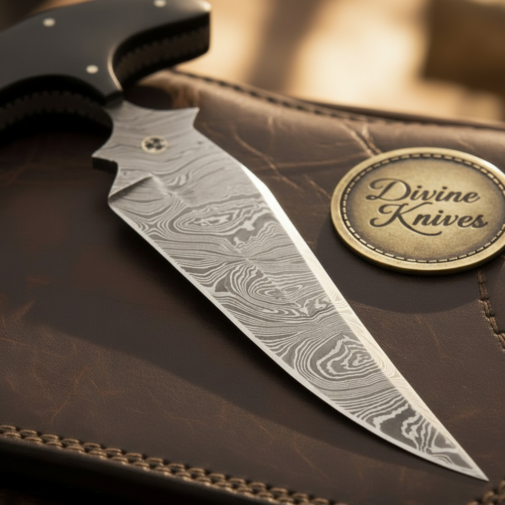 T Handle Push Dagger Knife with Black Horn Grip and Hand Forged Spear Point Blade by Divine Knives — product view 2