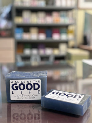 A Slice of the Good Life "Gentleman's Bar" soap with sandalwood and neroli scent.