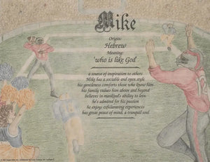 Mike Name Meaning Football Art: Hebrew Origin, Personalized Gift