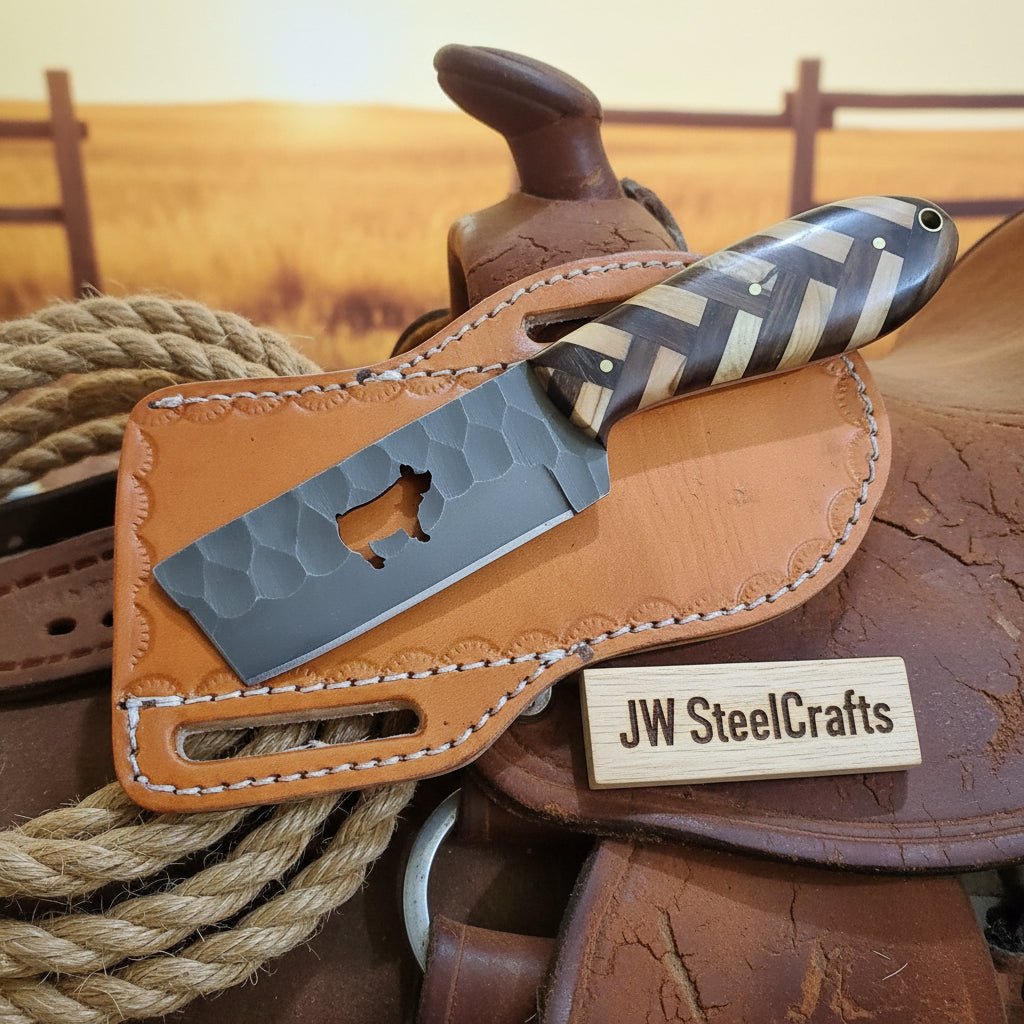Bear Cutout Herringbone Cleaver Knife Carbon Steel by JW SteelCrafts — view 1 of 1