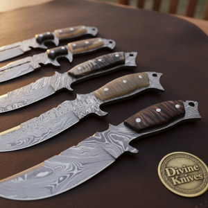 Full Tang Damascus Skinner Knife Set for Hunting