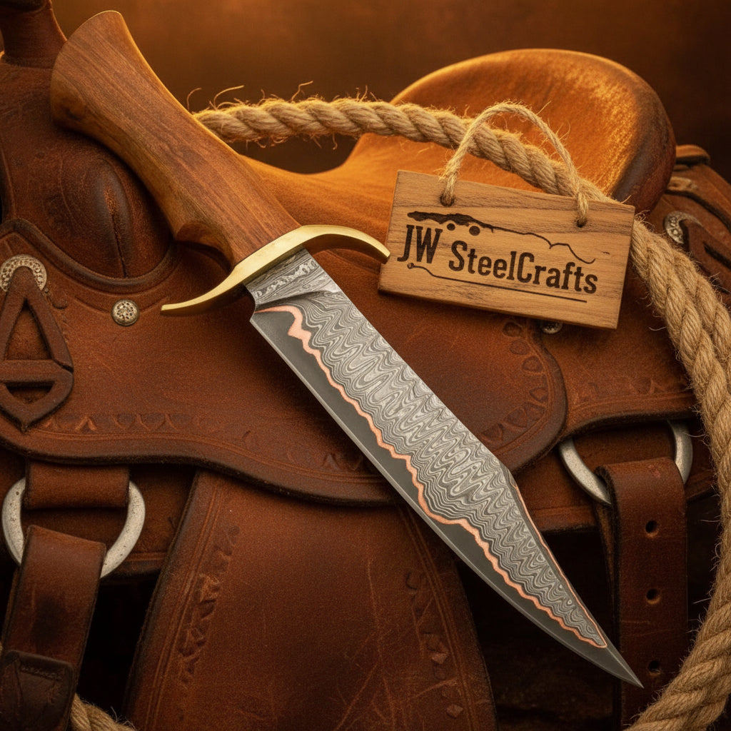 Timberland Trapper Bowie Knife 10" Handmade Damascus Presentation Box