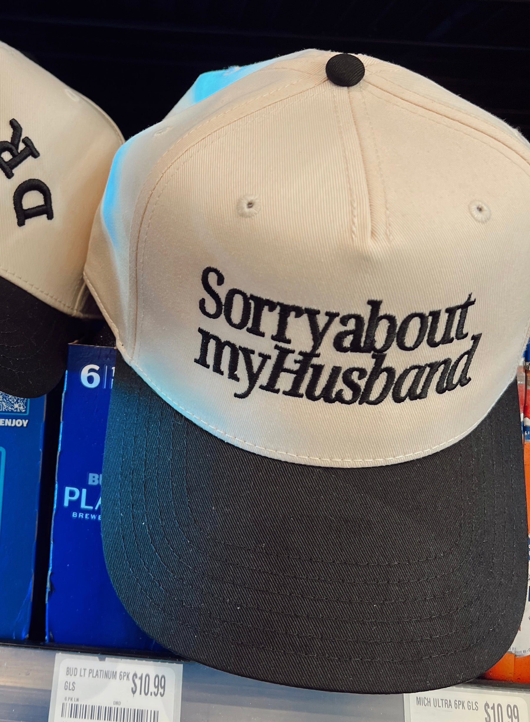 Sorry about my Husband / Wife Vintage Trucker Hat by KenzKustomz, Southern lifestyle apparel detail photo 14