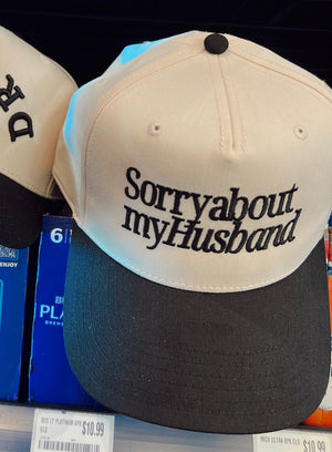 Sorry about my Husband / Wife Vintage Trucker Hat by KenzKustomz, Southern lifestyle apparel detail photo 14
