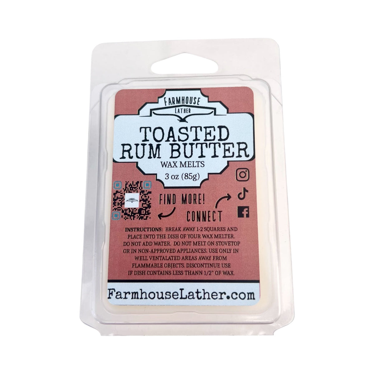 Toasted Rum Butter handmade wax melt bar by Farmhouse Lather