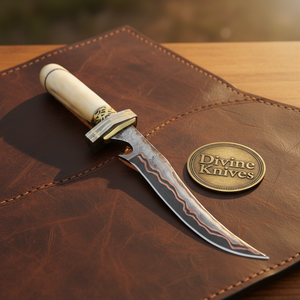 Copper Vein Boning Knife with Camel Bone Handle and Upswept Hand Forged Blade