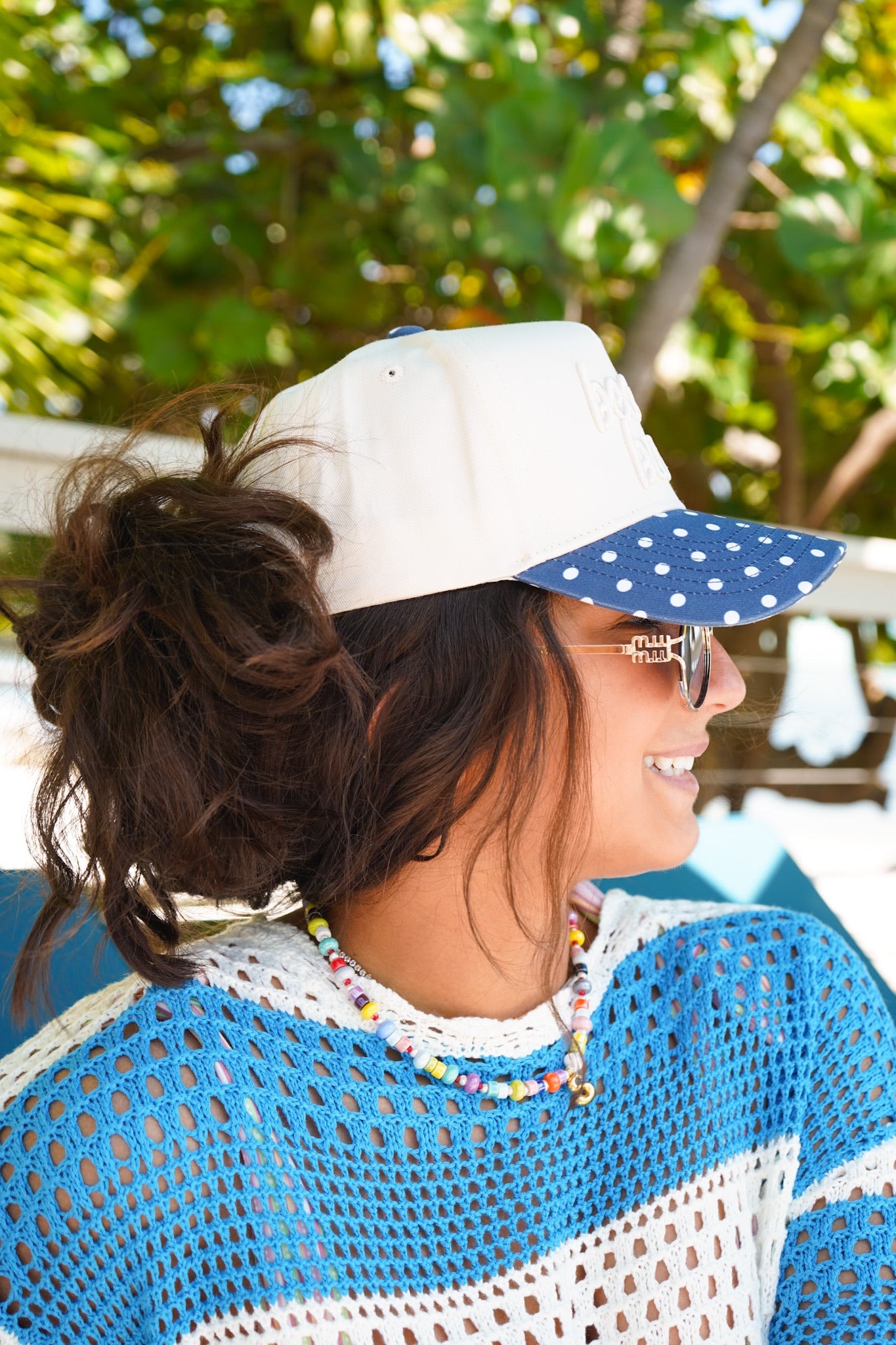 Beach Bum - Navy Polka Dot Hat