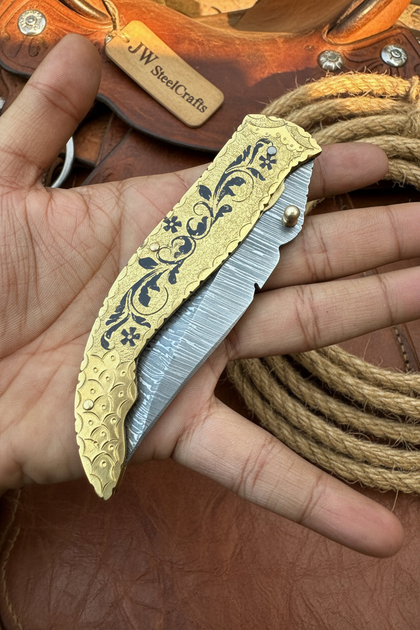 Calligraphy Engraved Brass Folder Knife product detail, view 2