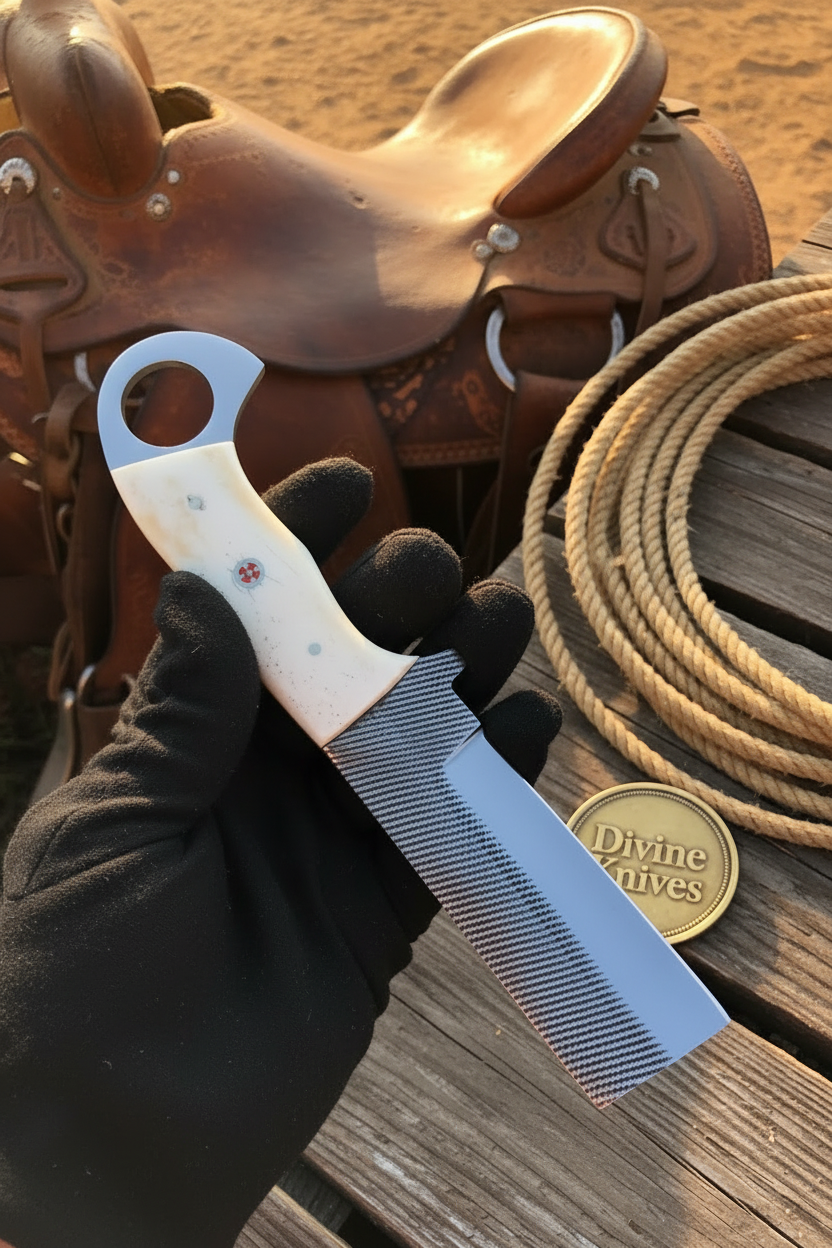 Rasp Steel Bone Bull Cutter with File Texture and Ring Handle