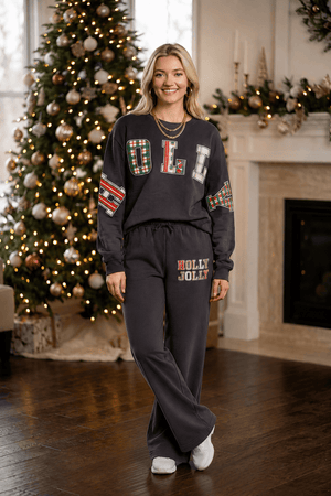 Holly Jolly Patch Charcoal Sweatshirt