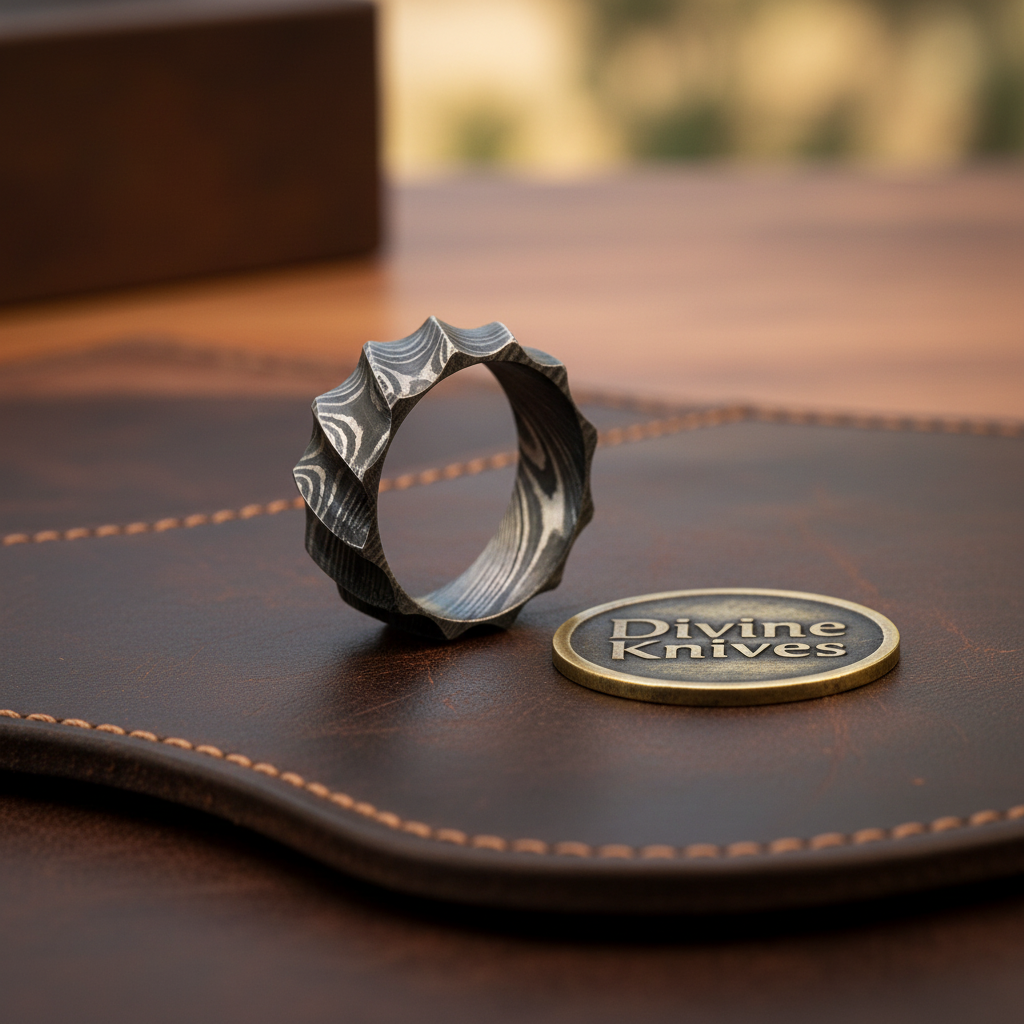Scalloped Edge Layered Steel Ring for Men and Women