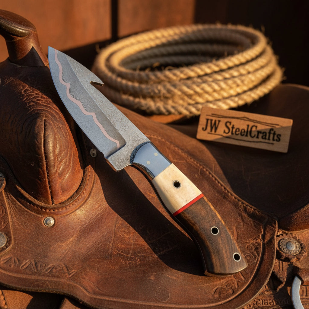 Roughrider Trail San Mai Gut Hook Knife by JW SteelCrafts