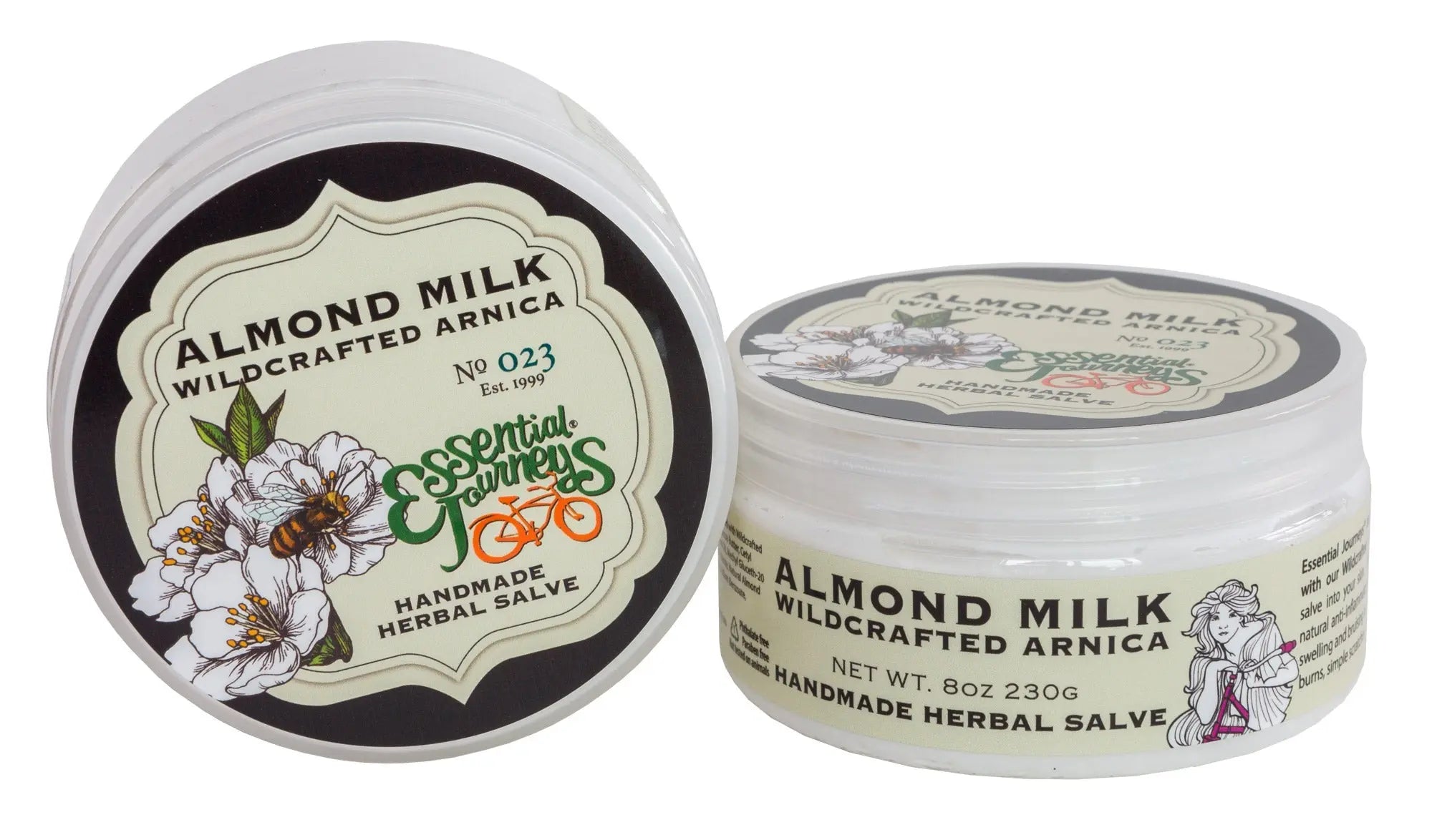 Essential Journeys Almond Milk Wildcrafted Arnica Herbal Salve 8 oz jar