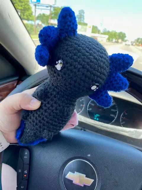 Ace the Axolotl - Handmade Crochet Plush Custom Color Amigurumi Toy by Klassy Krafts, 3D printed gift detail photo 3