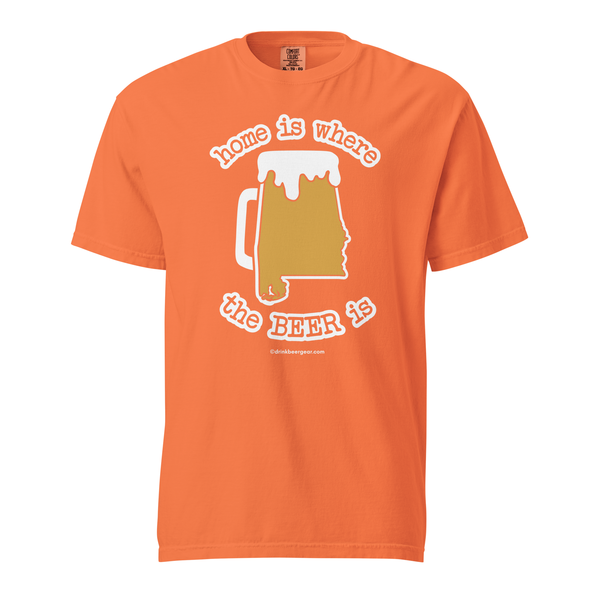 Alabama Beer Mug Tee - Home Is Where The Beer Is - COMFORT COLORS BRAND TEE Drink Beer Gear