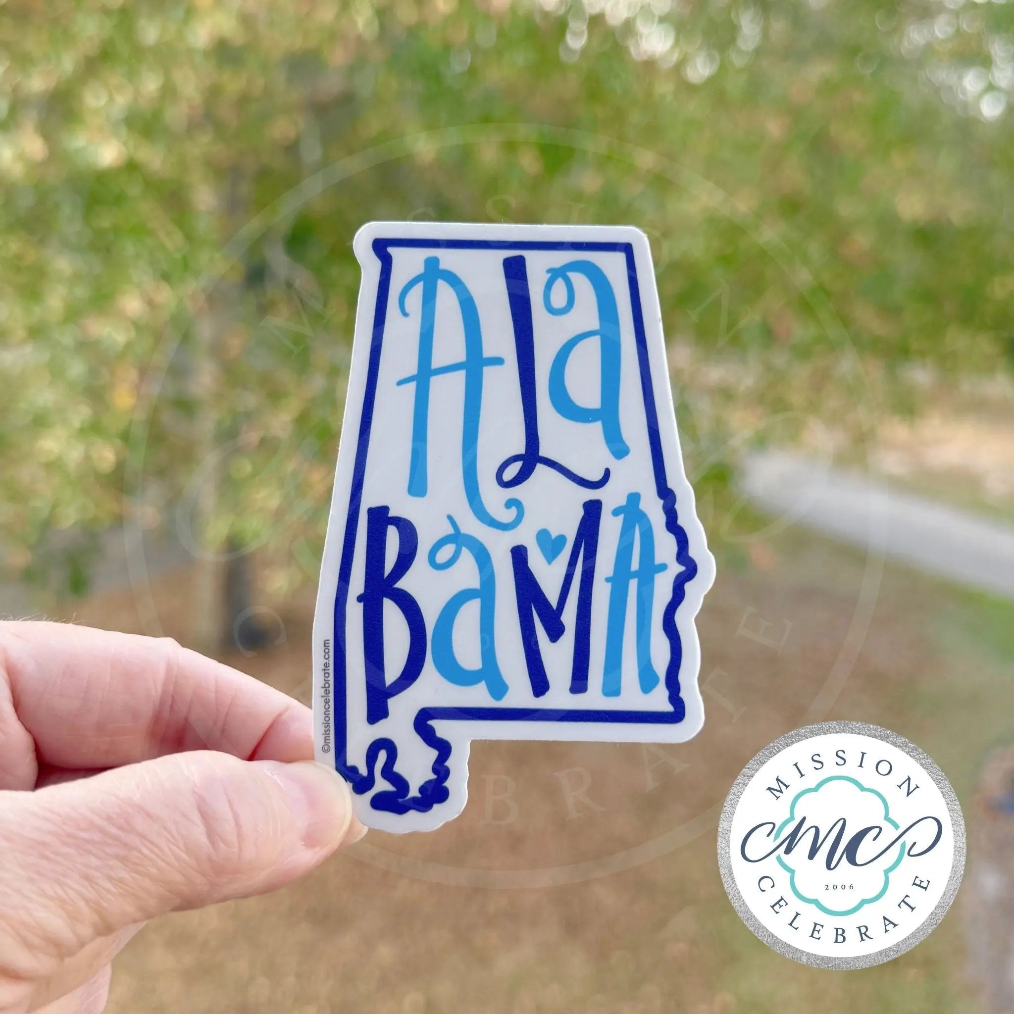 Alabama Decal: Hand-Lettered Bouncy Letters, Blue Design, Main Street Collective Decor - Interior/Exterior Use