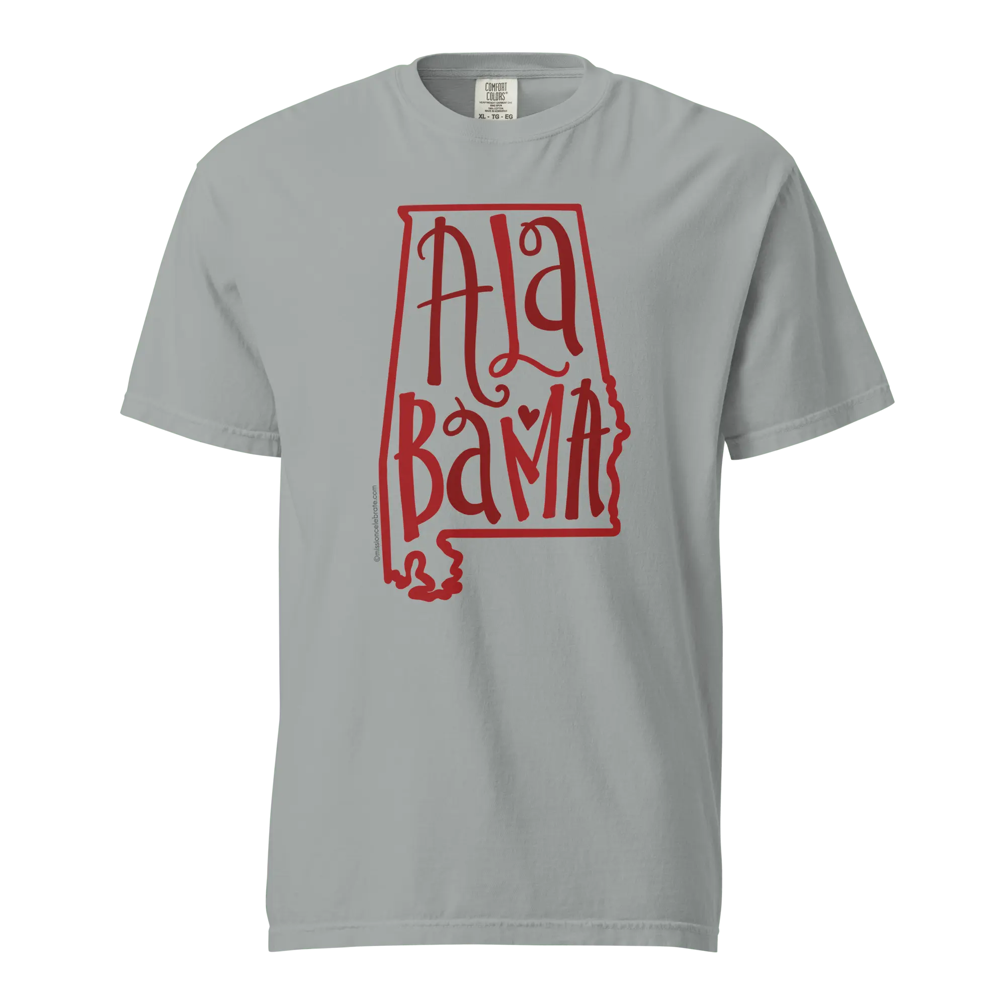 Alabama T-shirt - Crimson Handlettered State Pride - Comfort Colors Tee by Leslie Gonce