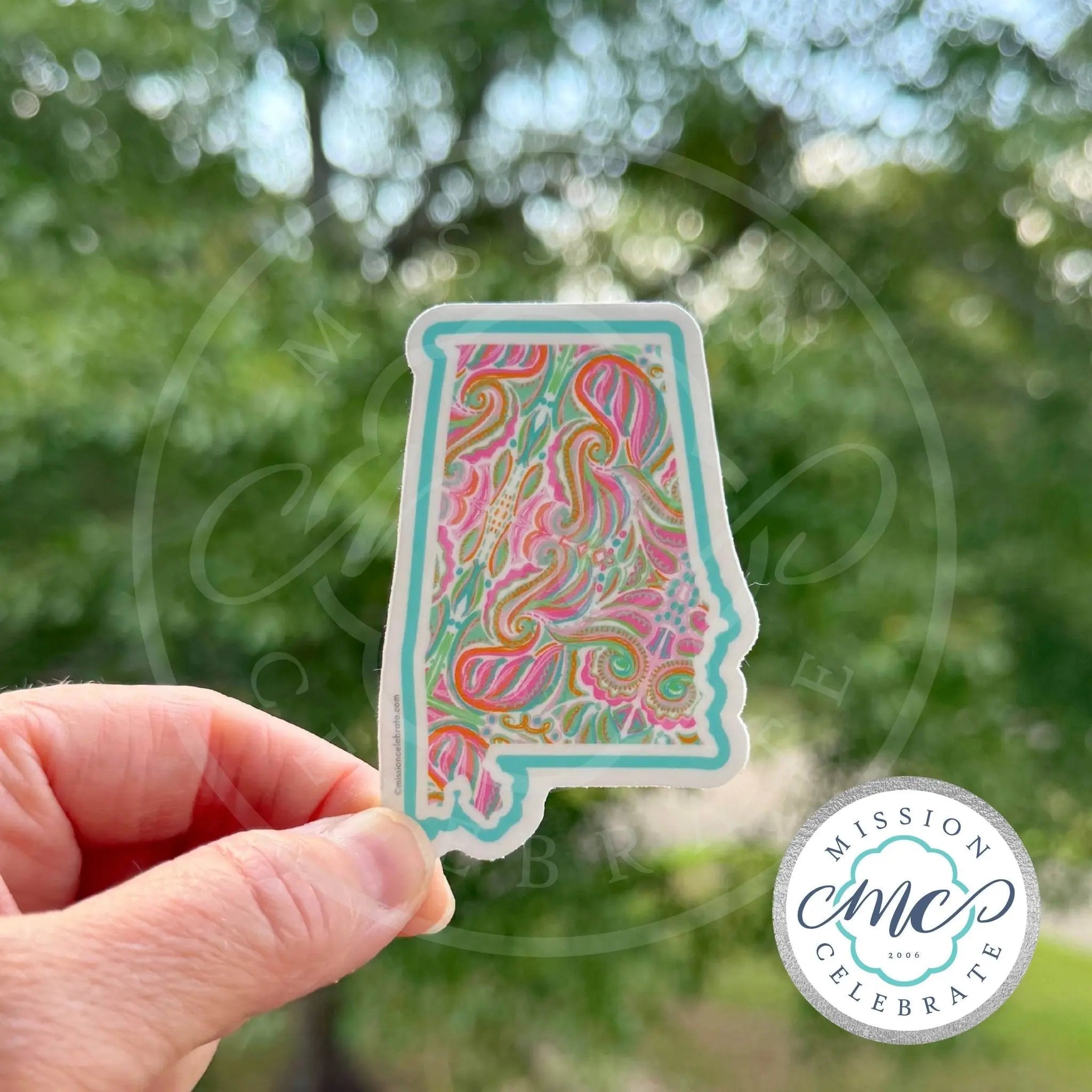 Alabama State Shape Sticker - Abstract Jubilee Art Decal by Main Street Collective - Show Your State Pride!