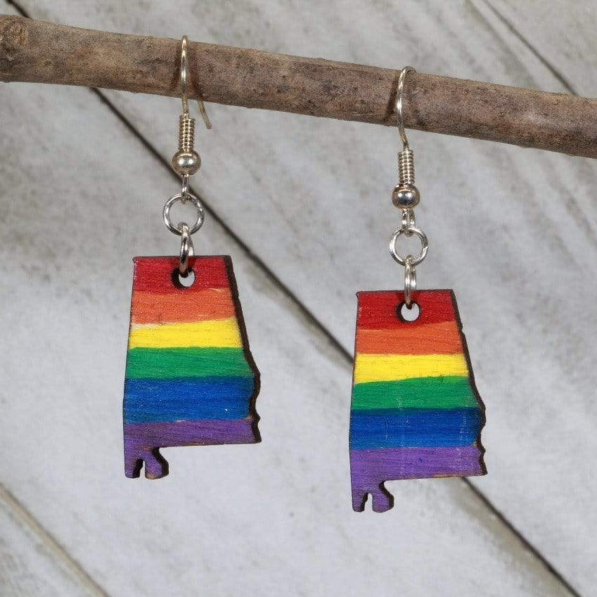 Alabama Pride Wooden Dangle Earrings | LGBTQ State Jewelry