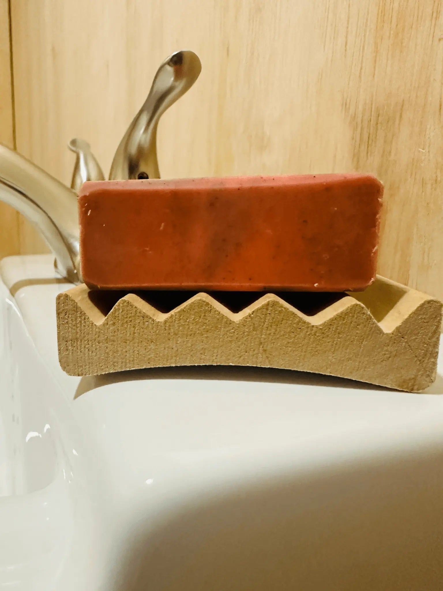 Alder wood soap dish for handmade bar soap