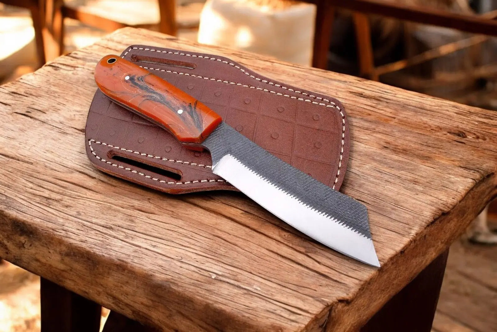 All-Season Cowboy Bull Cutter Knife – 8” Handmade Damascus Knife Store