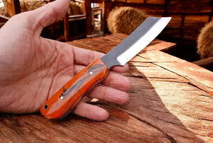 All-Season Cowboy Bull Cutter Knife – 8” Handmade by Damascus Knife Store, Damascus knife detail photo 2