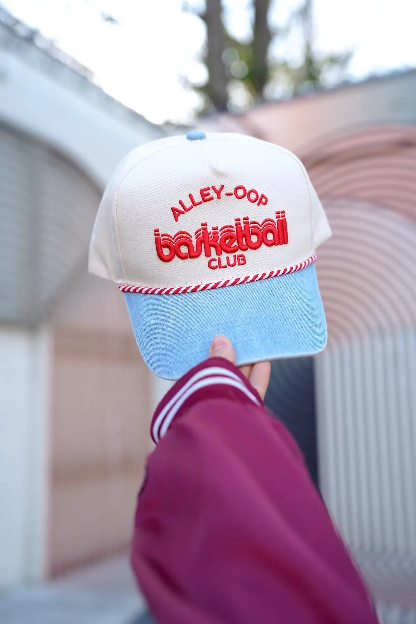 Alley Oop Basketball Club - Denim Vintage Trucker Hat by KenzKustomz, Southern lifestyle apparel main product photo