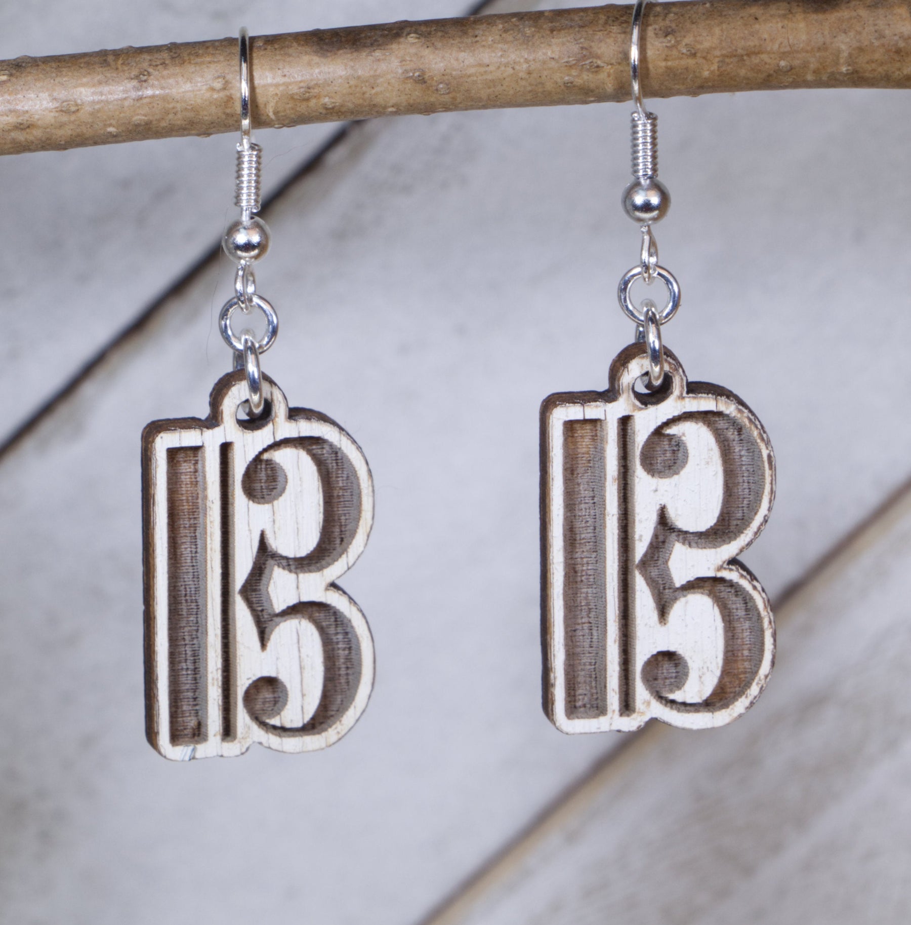 Alto Clef Wooden Dangle Earrings | Viola Music Jewelry Gift
