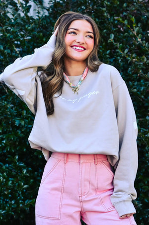 Amen Sand Sweatshirt by Southern Bliss Company, Southern lifestyle apparel detail photo 2