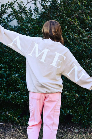 Amen Sand Sweatshirt by Southern Bliss Company, Southern lifestyle apparel detail photo 7
